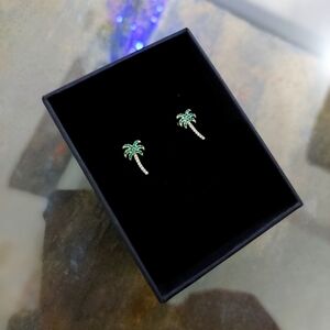 🌴 Palm Tree Earrings 925 Silver 18K Gold Plated